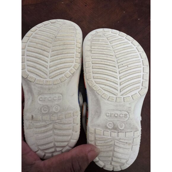 CROCS Classic Clogs Kids Multicolor Psychedelic Swirl Pattern Comfort Shoes Size - Picture 8 of 10